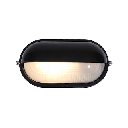 Nauticus, 1 Light Outdoor LED Bulkhead, Black Finish, Frosted Glass